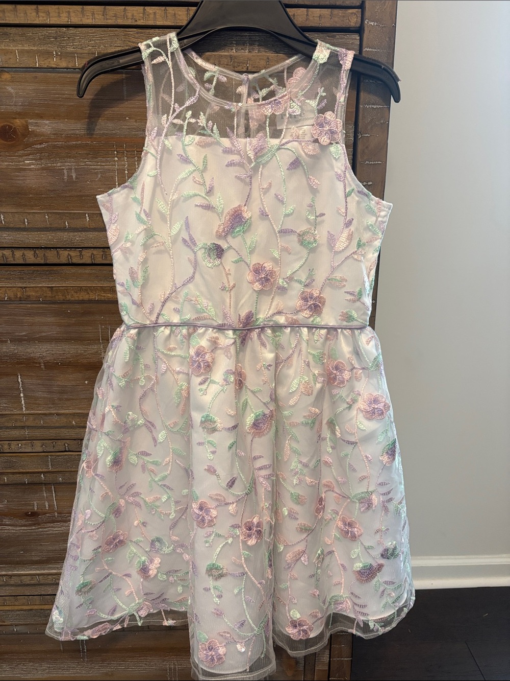 LFloral Embroidered Sequin Party Dress for Girls